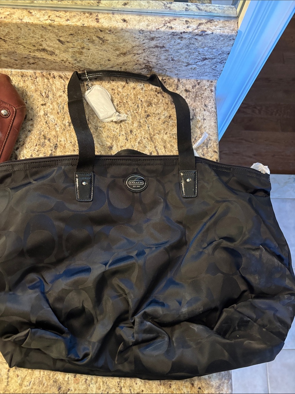 Coach Black Signature Nylon Tote Bag